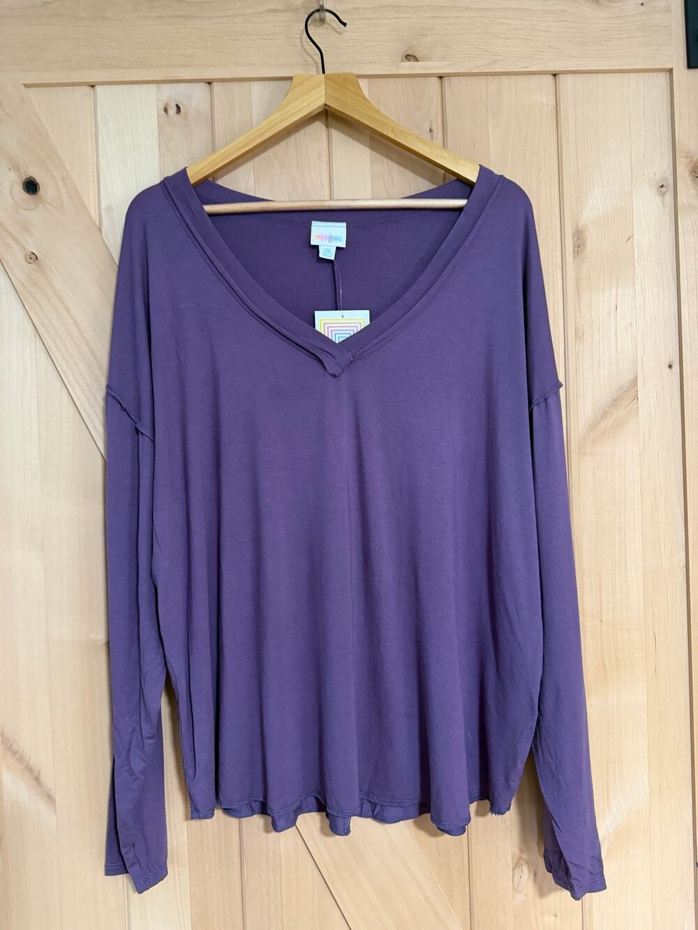 LulaRoe | NWT Vicki Purple Long Sleeve Top | Size 2XL (20-22)
